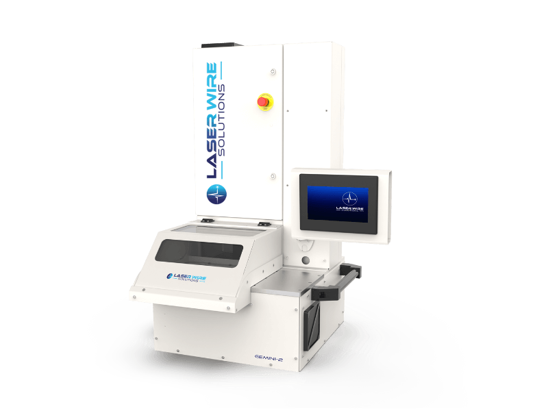 Gemini-2 G2laser wire stripping machine The Gemini-2 system is ideally suited to cutting aluminized mylar foil and micro-coax shields with wire diameters up to 2.5mm (0.1").