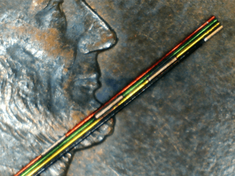 Catheter micro fine wires processed using laser wire stripping machine Odyssey-4 Odyssey-8