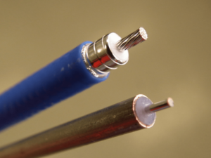Aerospace cable-processed using laser wire stripping machinery, no damage to conductor microwave cable
