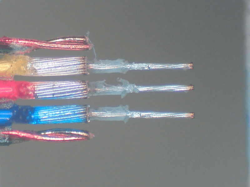 Micro Coax cable processed using laser wire stripping machine