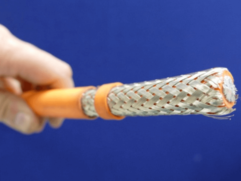 EV orange cable processed using the Mercury-6, no damage to conductor.