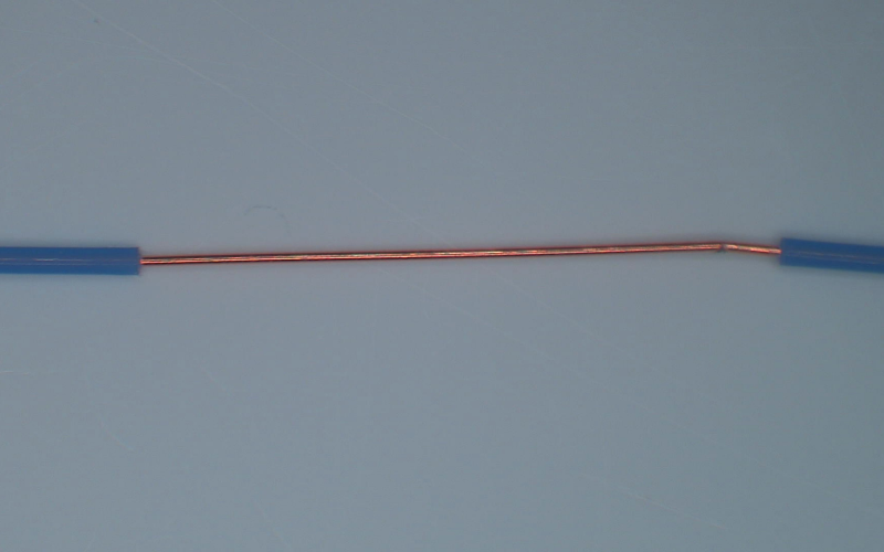 Processed-32AWG FEP (blue) solid core wire, 0.5mm outer diameter.Processed with the Cassini