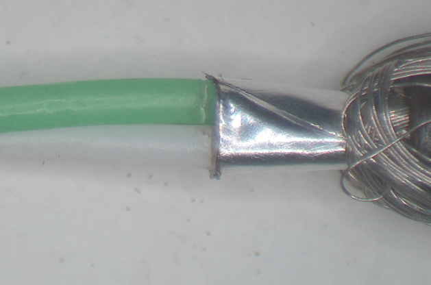 Processed shielded twisted pair, one with dielectric one without, 4.5 and 3.5 OD-processed with the M4 and O4