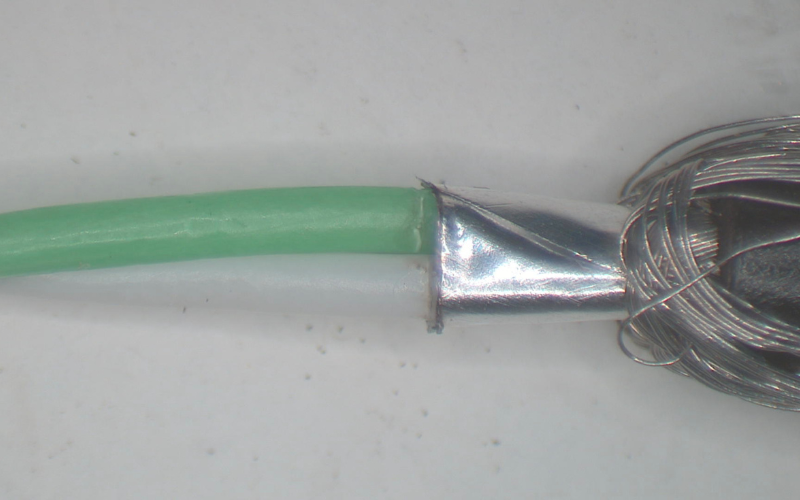 Processed shielded twisted pair, one with dielectric one without, 4.5 and 3.5 OD-processed with the M4 and O4