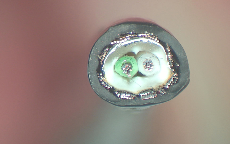 Unprocessed shielded twisted pair, one with dielectric one without, 4.5 and 3.5 OD-processed with the M4 and O4 Unprocessed shielded twisted pair, one with dielectric one without, 4.5 and 3.5 OD-processed with the M4 and O4