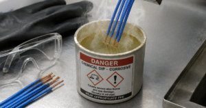 Chemical wire stripping chemical dip H&S risks
